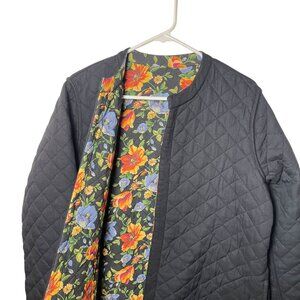 Passage Reversible Floral Navy Blue Quilted Gardening Cardigan  Jacket